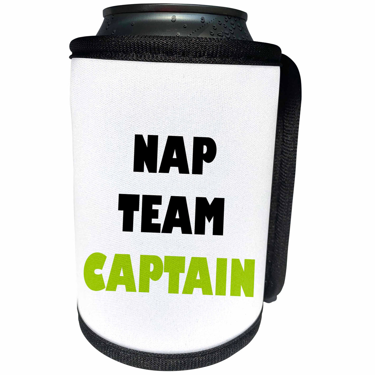 3dRose Tory Anne Collections Quotes - NAP TEAM CAPTAIN LIME GREEN - Can Cooler Bottle Wrap (cc_221411)