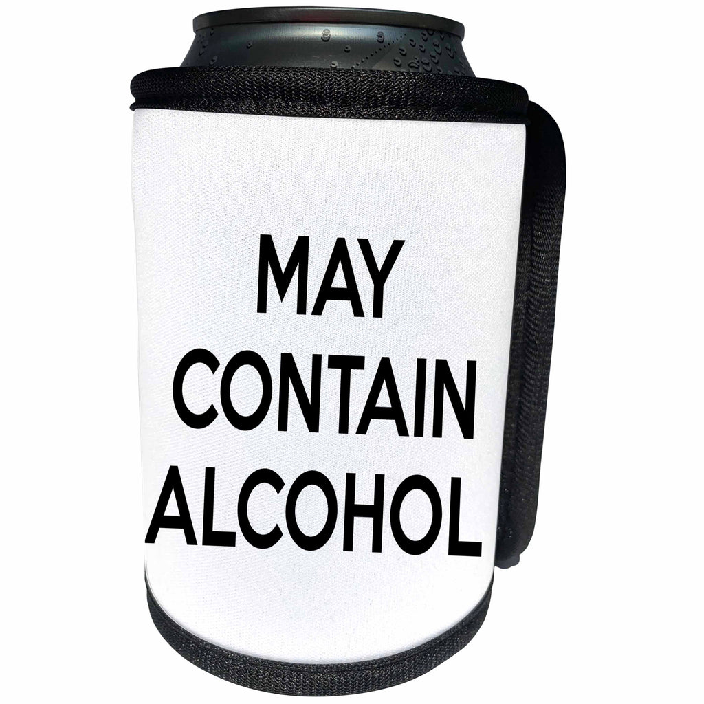 3dRose Tory Anne Collections Quotes - MAY CONTAIN ALCOHOL - Can Cooler Bottle Wrap (cc_221415)