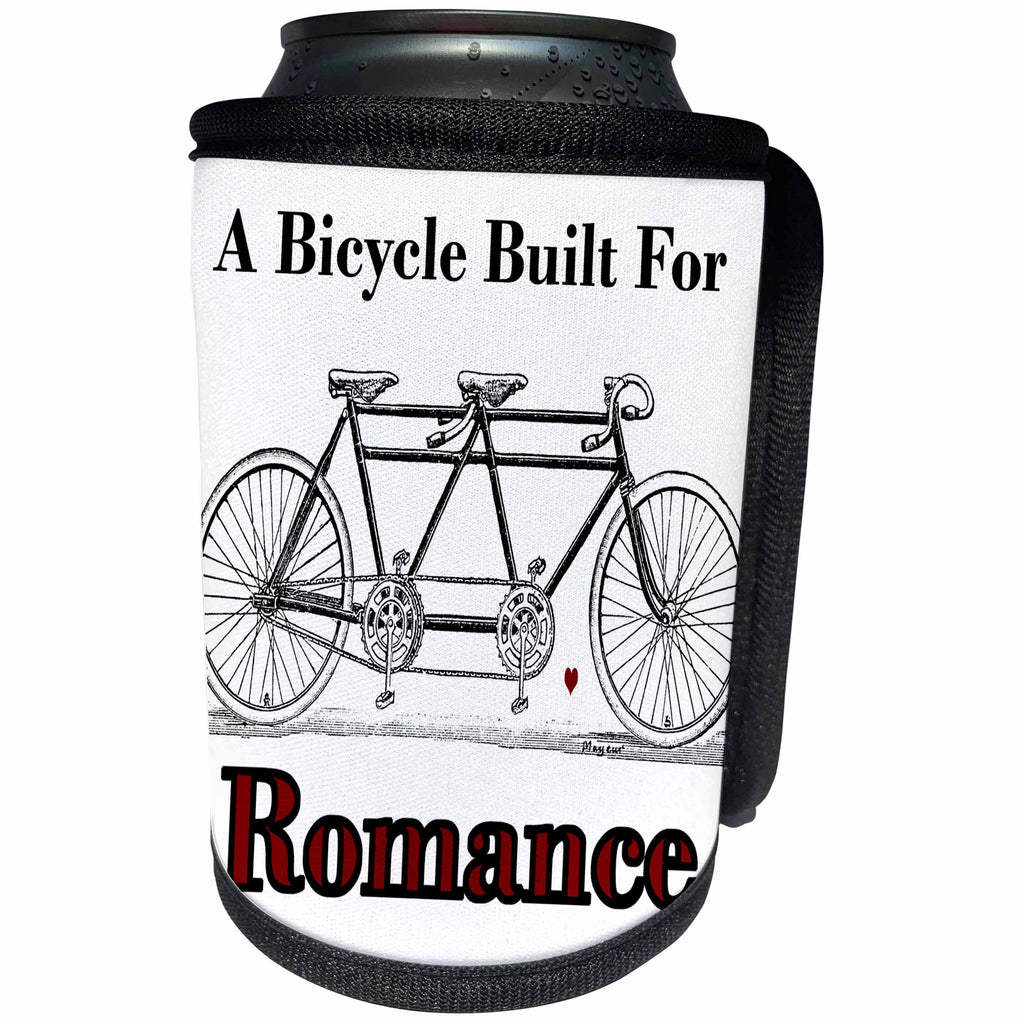 3dRose Anne Marie Baugh - Bicycles - Bicycle Built For Two Design With Heart - Can Cooler Bottle Wrap (cc_222402)