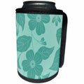 3dRose Anne Marie Baugh - Flowers - Teal On Teal Flowers and Leaves - Can Cooler Bottle Wrap (cc_222410)