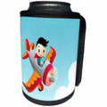 3dRose Anne Marie Baugh - Planes - Cute Boy In A Flying Plane Design - Can Cooler Bottle Wrap (cc_222413)