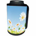 3dRose Anne Marie Baugh - Flowers - Cute Field Of White and Yellow Daisies Design - Can Cooler Bottle Wrap (cc_222420)