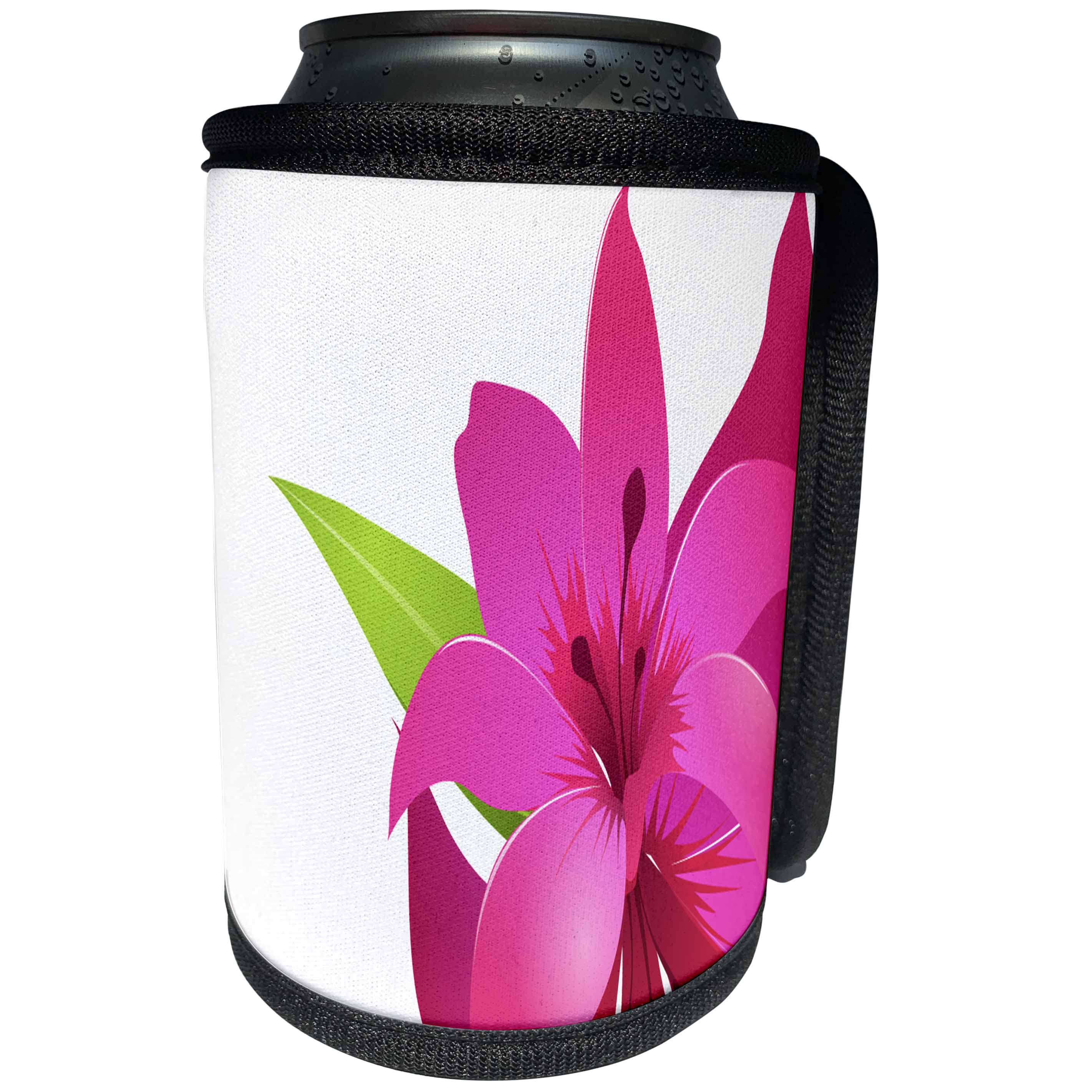 3dRose Anne Marie Baugh - Flowers - One Pretty Pink Lily Flower Design - Can Cooler Bottle Wrap (cc_222427)