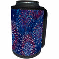 3dRose Anne Marie Baugh - Patriotic - Bursting Red, White, and Blue Fireworks Design - Can Cooler Bottle Wrap (cc_222440)
