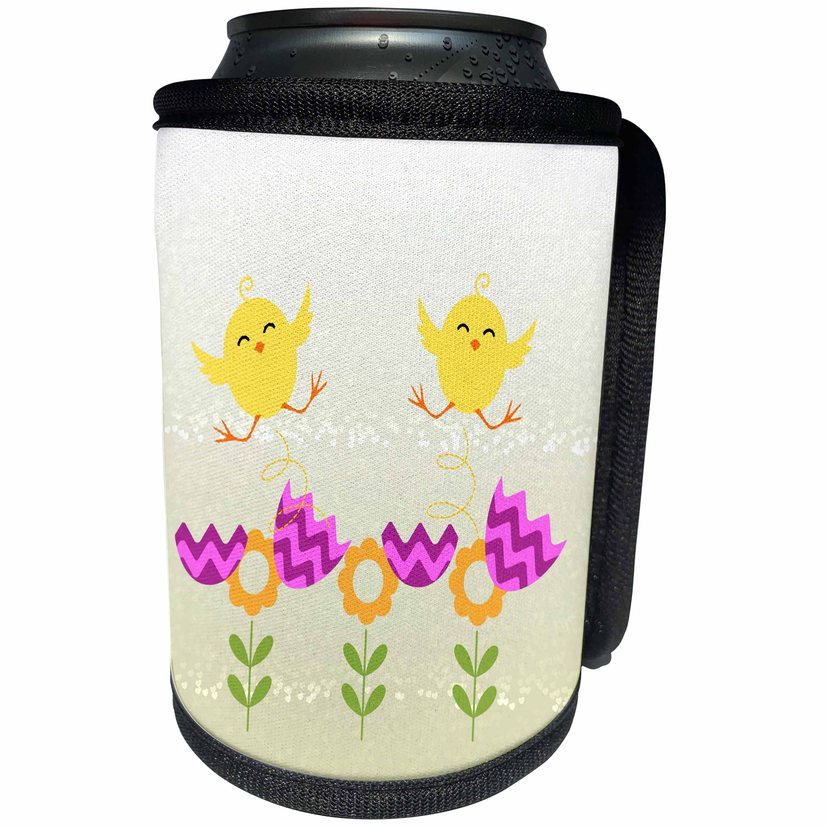 3dRose RinaPiro - Kids - Twins. Girls. Sisters. Chicks. Flowers. - Can Cooler Bottle Wrap (cc_224458)