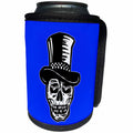 3dRose RinaPiro - Sugar Skull - Day of the Dead. Black and navy. Cool image. - Can Cooler Bottle Wrap (cc_224460)