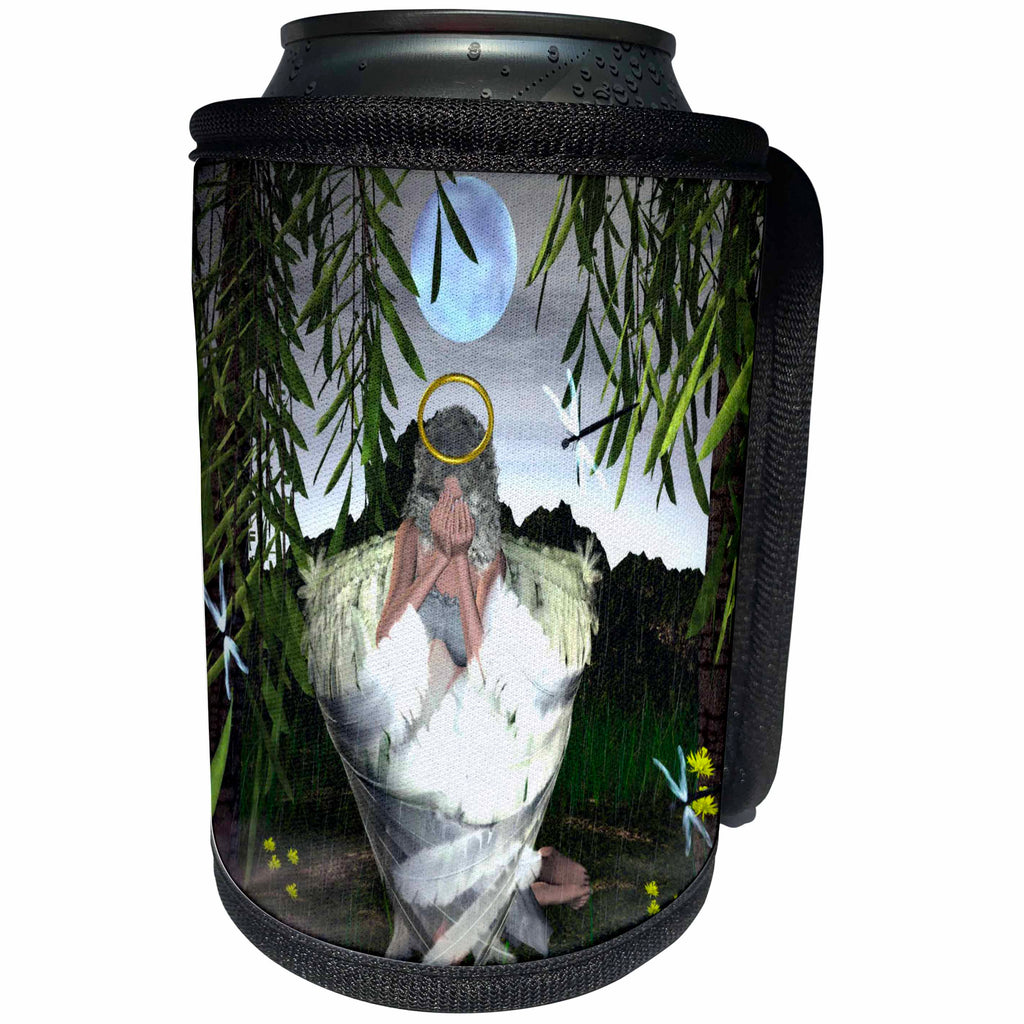 3dRose WhiteOak Art Designs Angel Prints - Emotions I Wept An Angel Crying - Can Cooler Bottle Wrap (cc_22525)