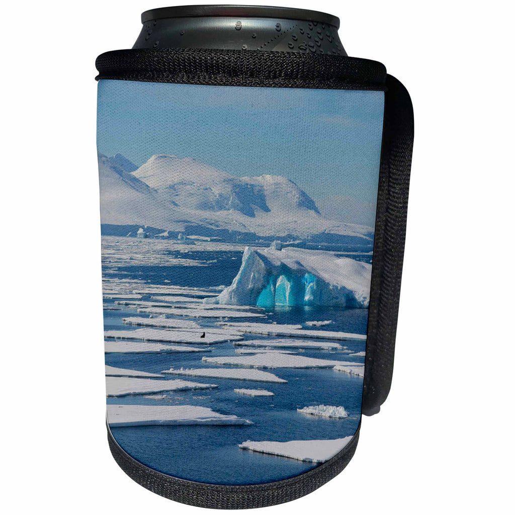 3dRose Danita Delimont - Icebergs - South of the Antarctic Circle, The Gullet. Iceberg and ice floes. - Can Cooler Bottle Wrap (cc_225258)