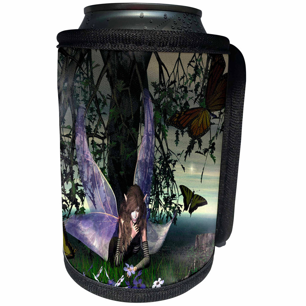 3dRose WhiteOak Art Designs Fairy Prints - Amazed A fairy that is amazed - Can Cooler Bottle Wrap (cc_22526)