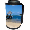 3dRose Albom Design Seascapes - Exotic and Tropical Fiji Beach with Thatched Roof Pier - Can Cooler Bottle Wrap (cc_22786)