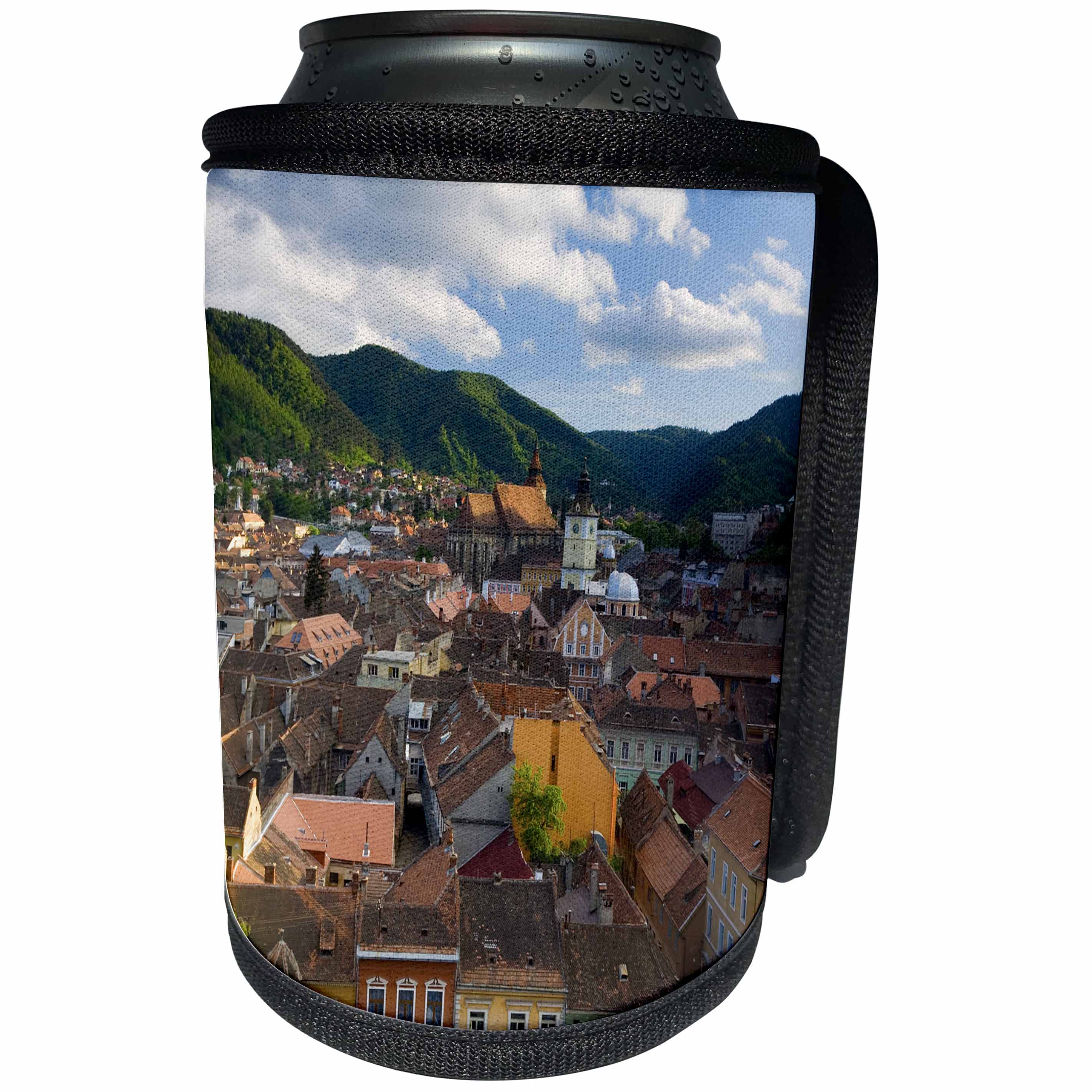 3dRose Danita Delimont - City - View over Brasov, Transylvania, Romania - Can Cooler Bottle Wrap (cc_227863)