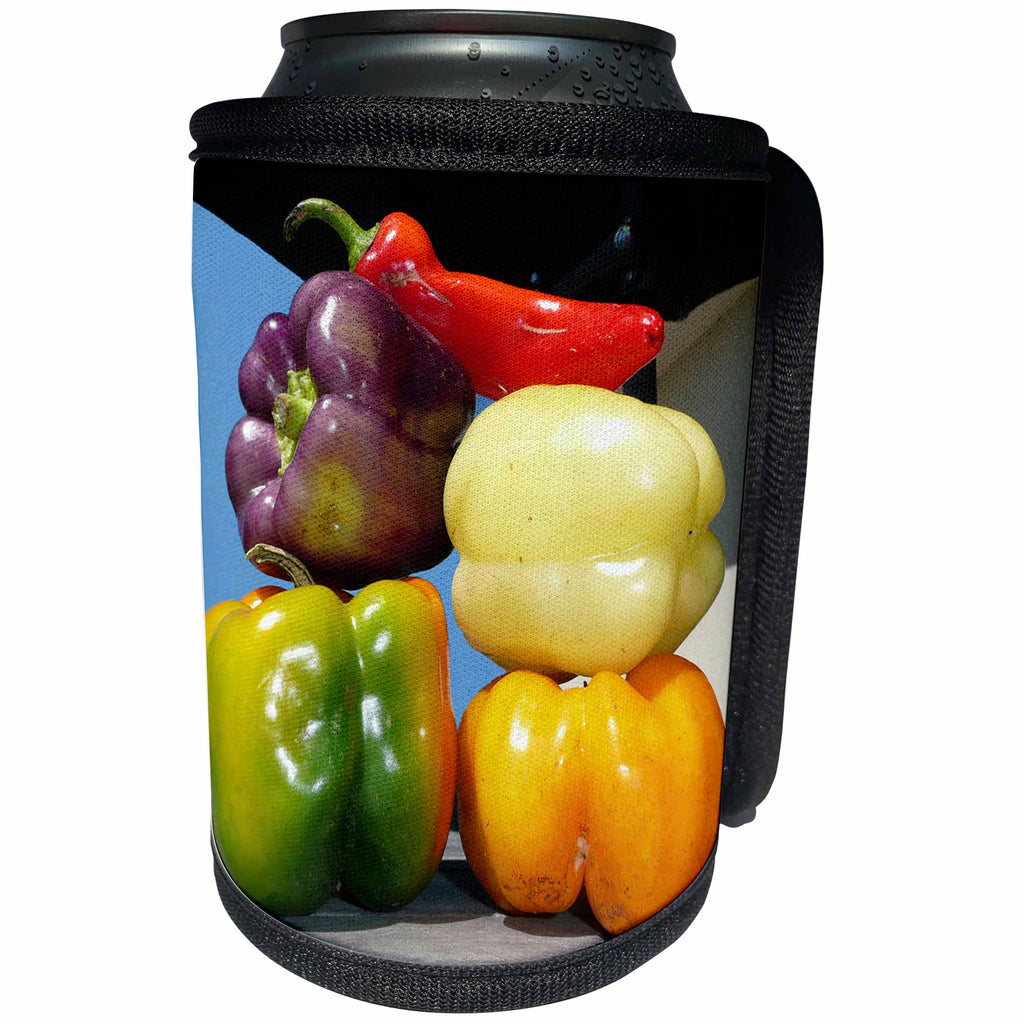 3dRose Albom Design Food - Brightly Colored Peppers - Can Cooler Bottle Wrap (cc_22788)