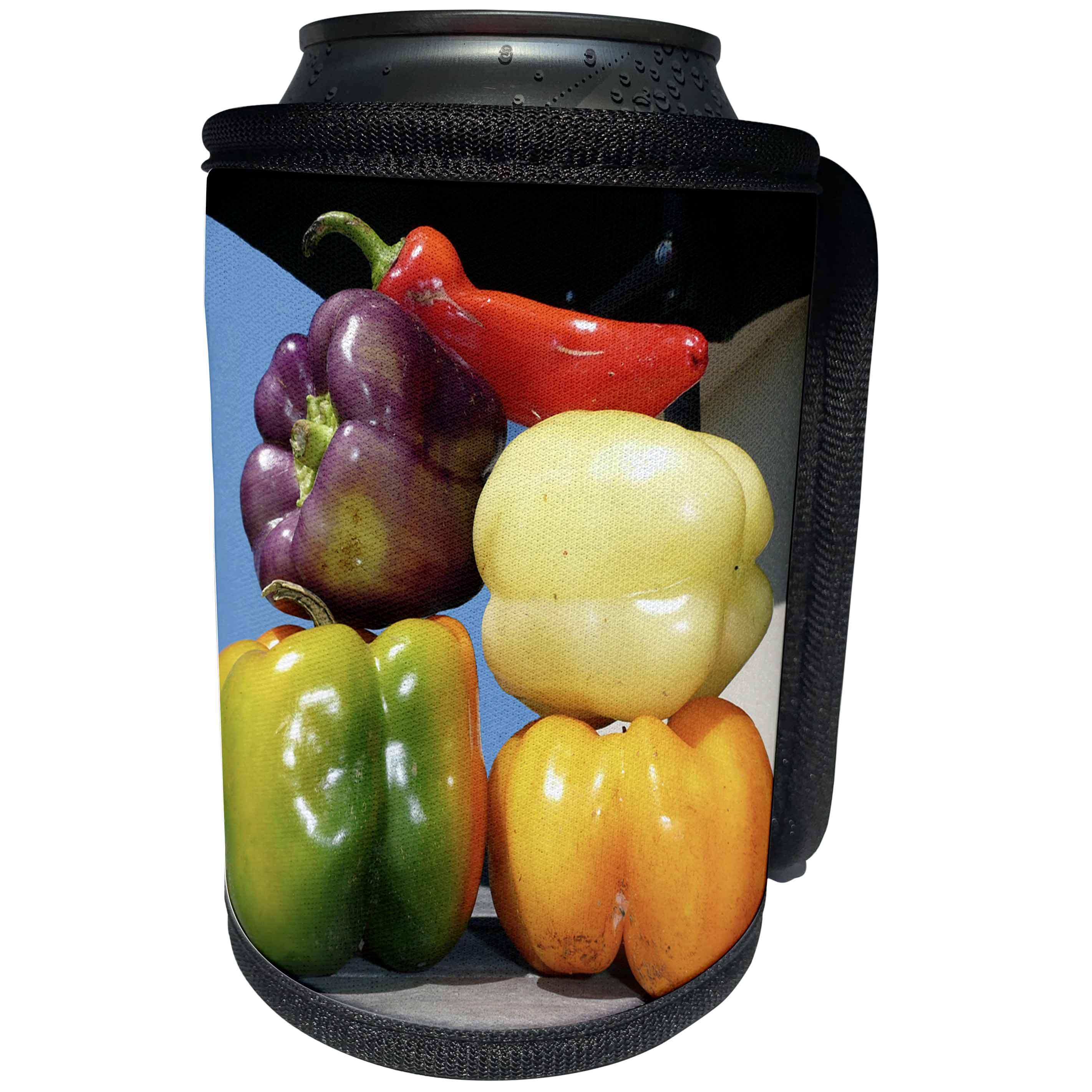 3dRose Albom Design Food - Brightly Colored Peppers - Can Cooler Bottle Wrap (cc_22788)