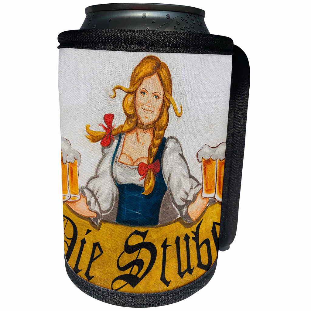 3dRose Danita Delimont - Signs - Romania, Transylvania, Brasov, sign for Die Stube, German style pub - Can Cooler Bottle Wrap (cc_227881)