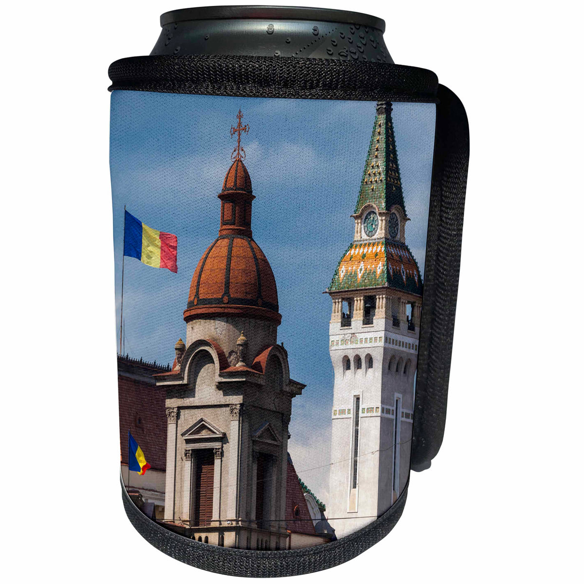 3dRose Danita Delimont - Romania - Romania, Transylvania, Targu Mures, Cathedral and Building roofs - Can Cooler Bottle Wrap (cc_227886)