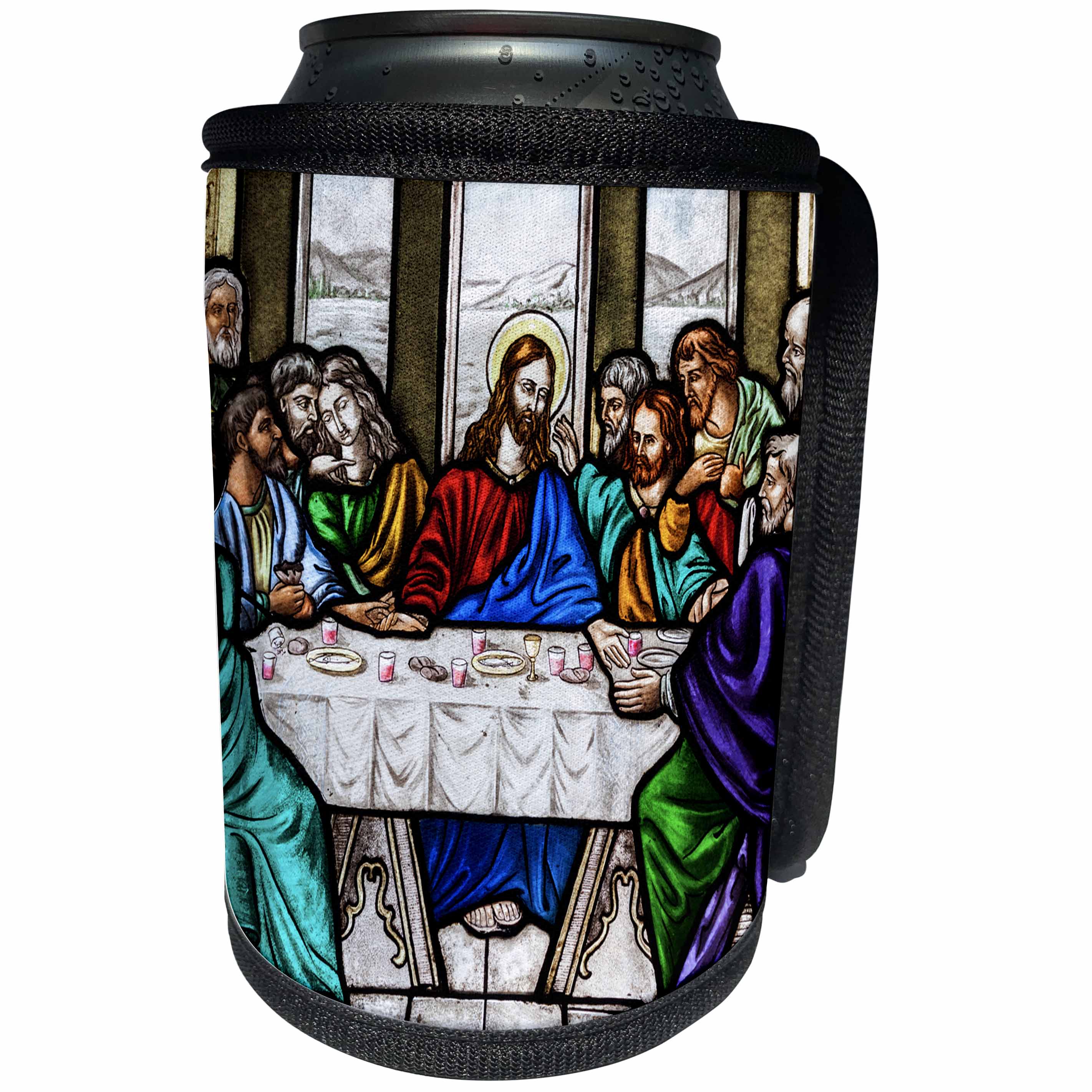 3dRose Danita Delimont - Religion - Romania, Transylvania, Targu Mures, Cathedral stained glass window. - Can Cooler Bottle Wrap (cc_227889)