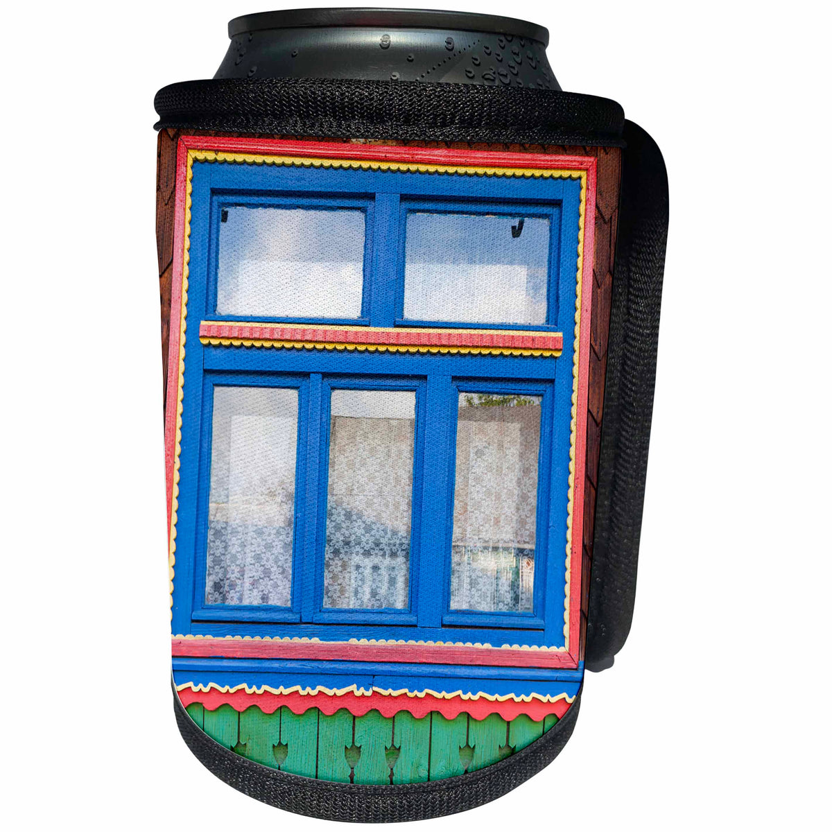 3dRose Danita Delimont - Windows - Romania, Maramures Region, Sapanta, detail of traditional house - Can Cooler Bottle Wrap (cc_227903)