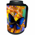 3dRose Danita Delimont - Butterflies - Blue Crow Butterfly and Orchid - Can Cooler Bottle Wrap (cc_228371)