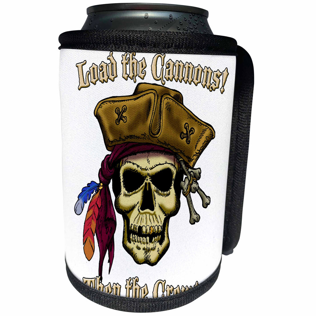 3dRose Jack of Arts Pirates - PIRATE SKULL WITH Load the Cannons - Can Cooler Bottle Wrap (cc_22838)