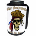 3dRose Jack of Arts Pirates - PIRATE SKULL WITH Where There Be Pirates - Can Cooler Bottle Wrap (cc_22842)