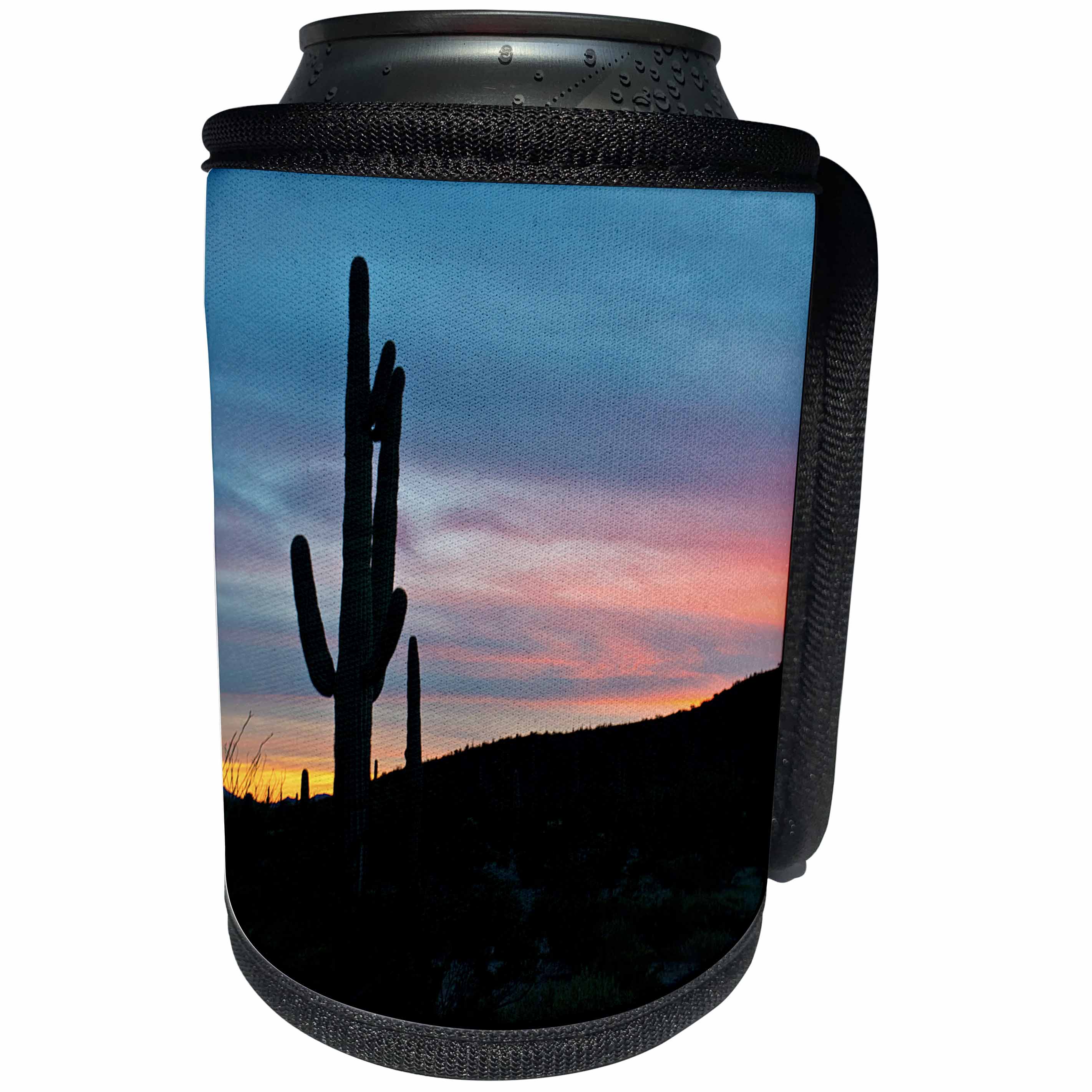 3dRose Danita Delimont - Sunset - Arizona, Organ Pipe Cactus. Saguaro Cactus, Bates Mountains, Sunset - Can Cooler Bottle Wrap (cc_229524)