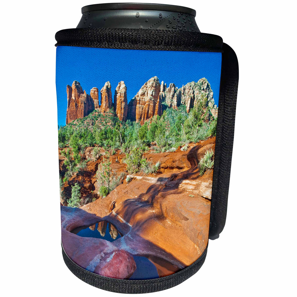 3dRose USA, Arizona, Sedona. Water pools in rock. - Can Cooler Bottle Wrap (cc_229541)