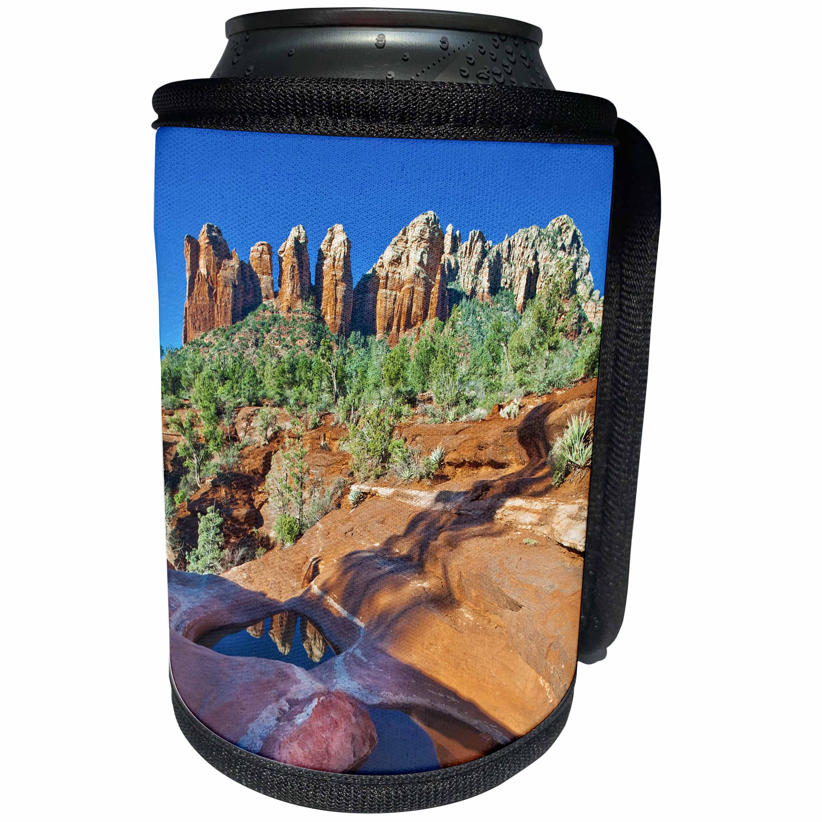 3dRose USA, Arizona, Sedona. Water pools in rock. - Can Cooler Bottle Wrap (cc_229541)