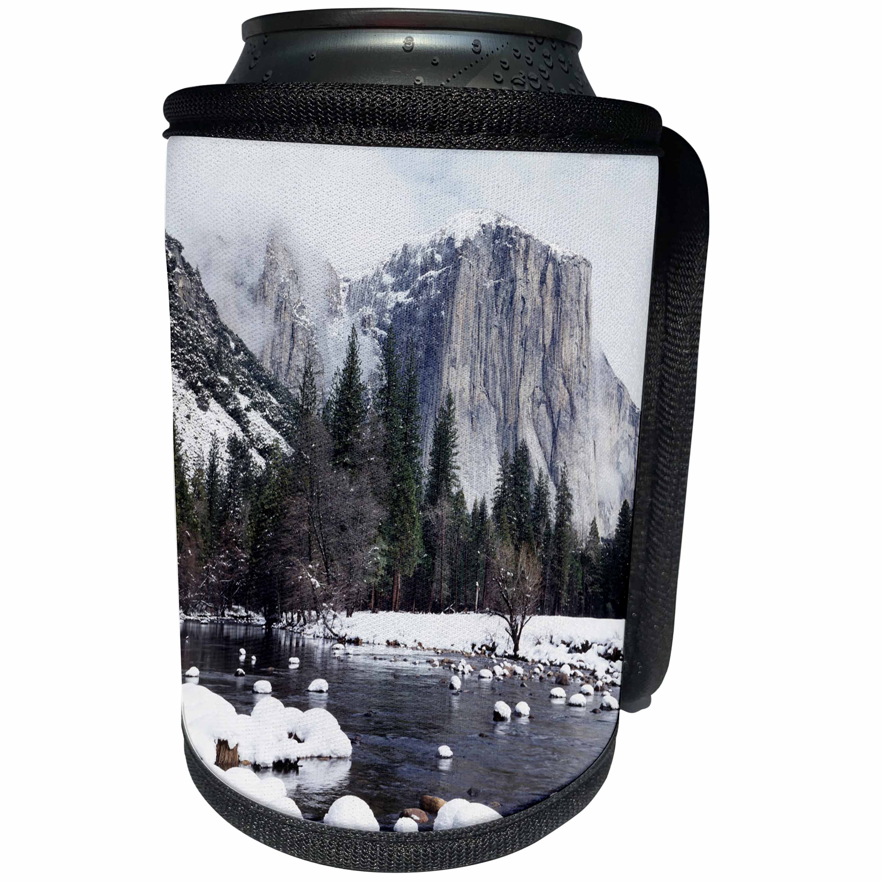 3dRose Danita Delimont - Yosemite - California, Yosemite, snow on El Capitan and the Merced River. - Can Cooler Bottle Wrap (cc_230029)