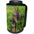 3dRose Danita Delimont - Animals - USA, Minnesota. Grey wolf and pup alert in the bushes. - Can Cooler Bottle Wrap (cc_231041)