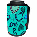 3dRose Florene Childrens Art - Love In aqua - Can Cooler Bottle Wrap (cc_23105)