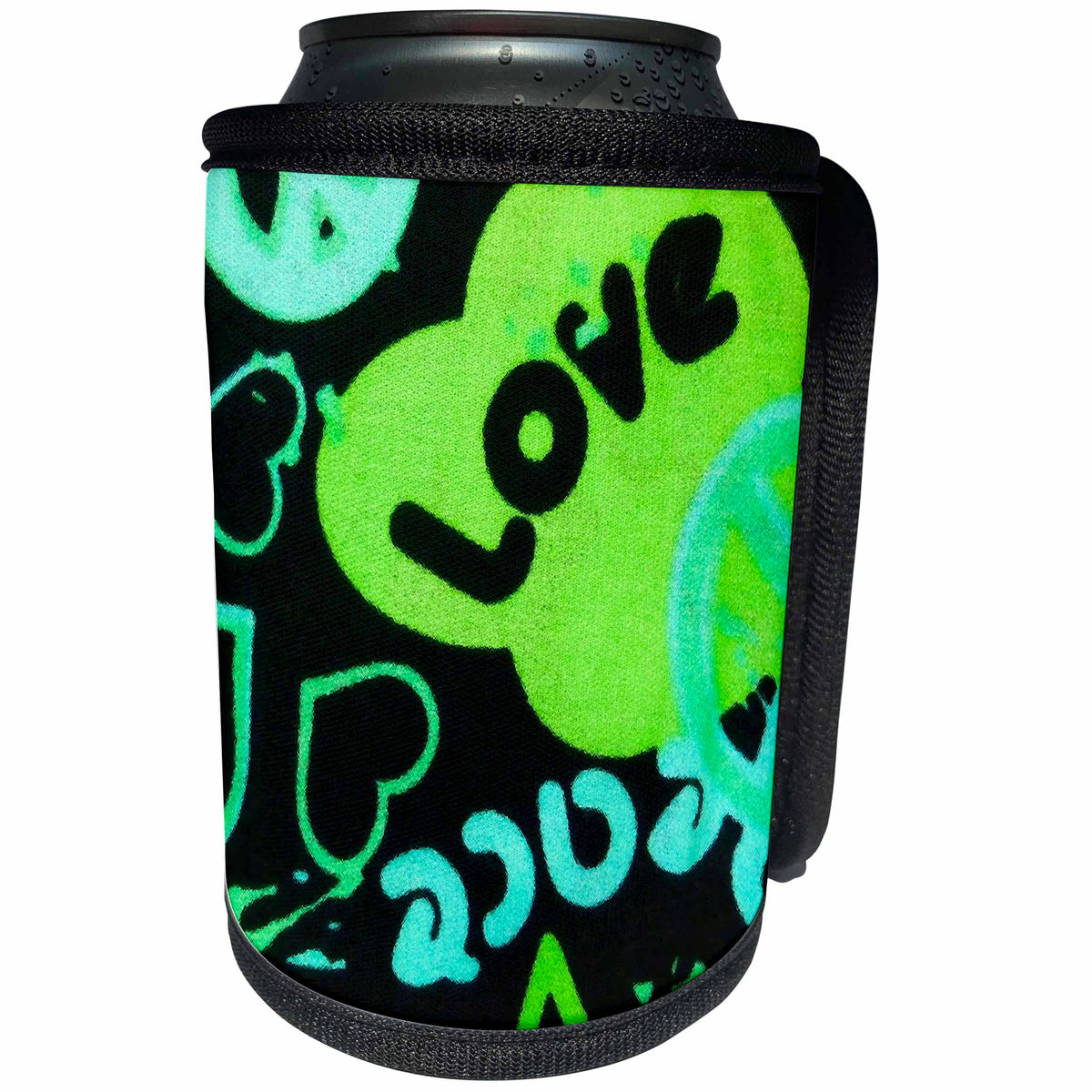 3dRose Florene Childrens Art - Love In Lime - Can Cooler Bottle Wrap (cc_23106)