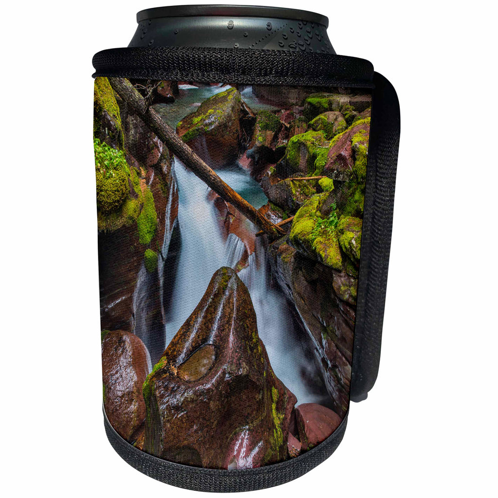 3dRose Danita Delimont - Glacier National Park - Avalanche Creek Gorge in Glacier National Park, Montana - Can Cooler Bottle Wrap (cc_231067)