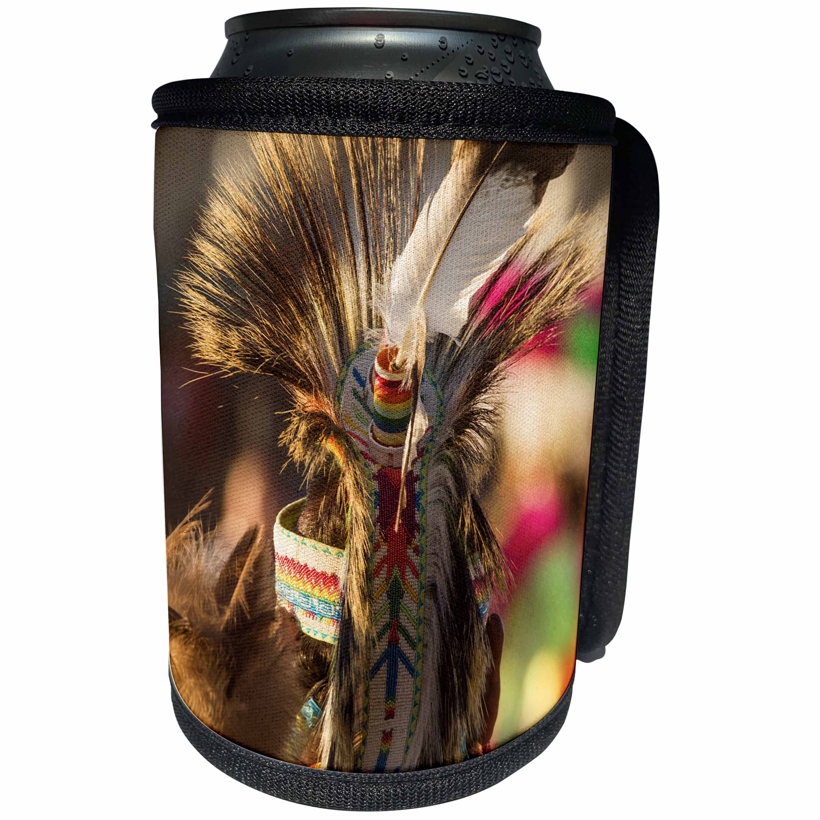 3dRose Danita Delimont - Montana - Dancing and Grand march at the Indian Days celebration, Montana, USA - Can Cooler Bottle Wrap (cc_231092)