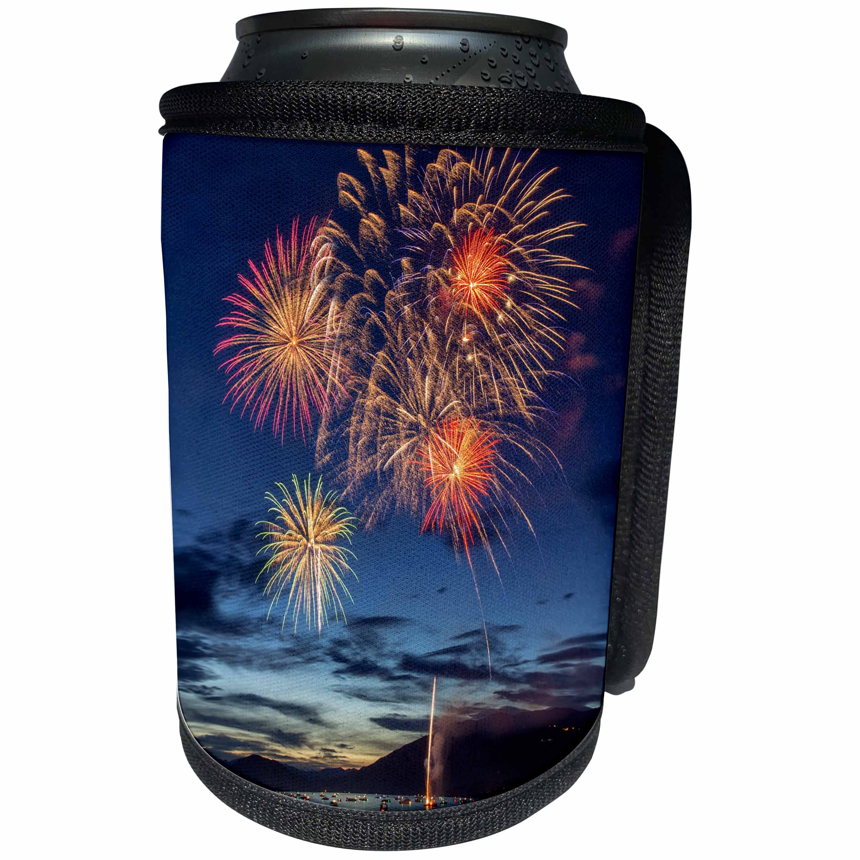 3dRose Danita Delimont - Celebration - 4th of July fireworks celebration, Montana, USA - Can Cooler Bottle Wrap (cc_231101)