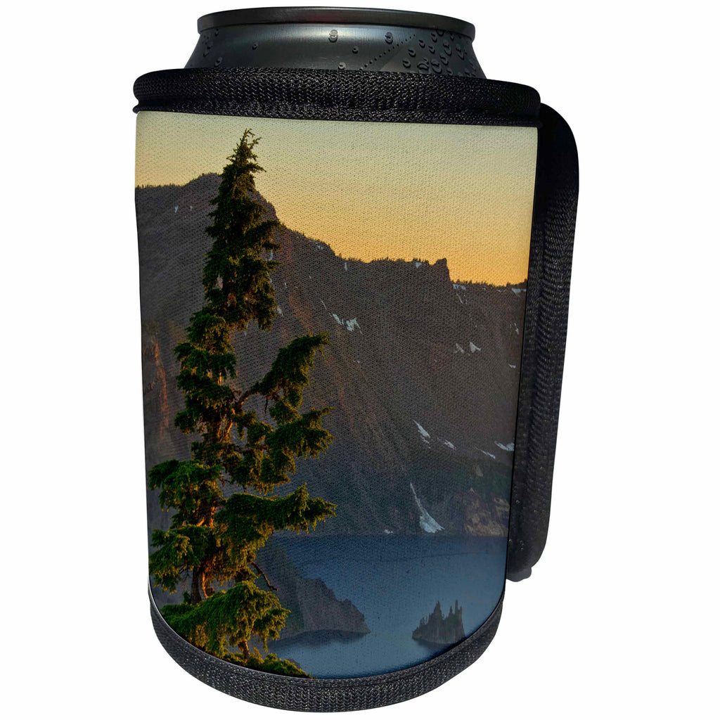 3dRose Danita Delimont - Mountains - Phantom Ship and Crater Lake, Crater lake National Park, Oregon, USA - Can Cooler Bottle Wrap (cc_231488)