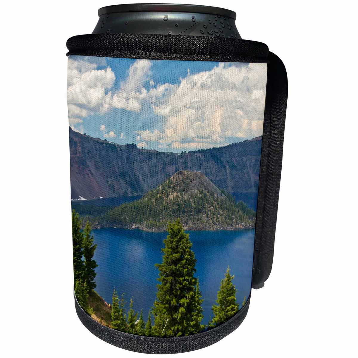 3dRose Danita Delimont - National Park - Crater Lake and Wizard Island, Crater Lake National Park, Oregon, USA - Can Cooler Bottle Wrap (cc_231492)