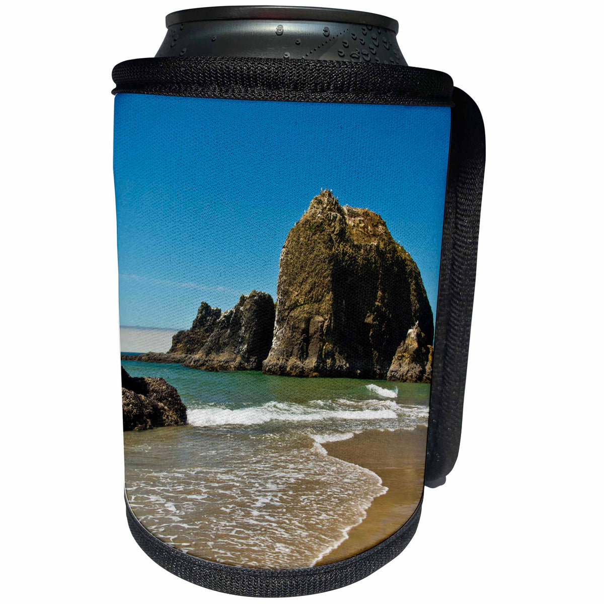 3dRose Danita Delimont - Coastline - Sea Stacks, low tide, Oceanside, Oregon, USA - Can Cooler Bottle Wrap (cc_231495)