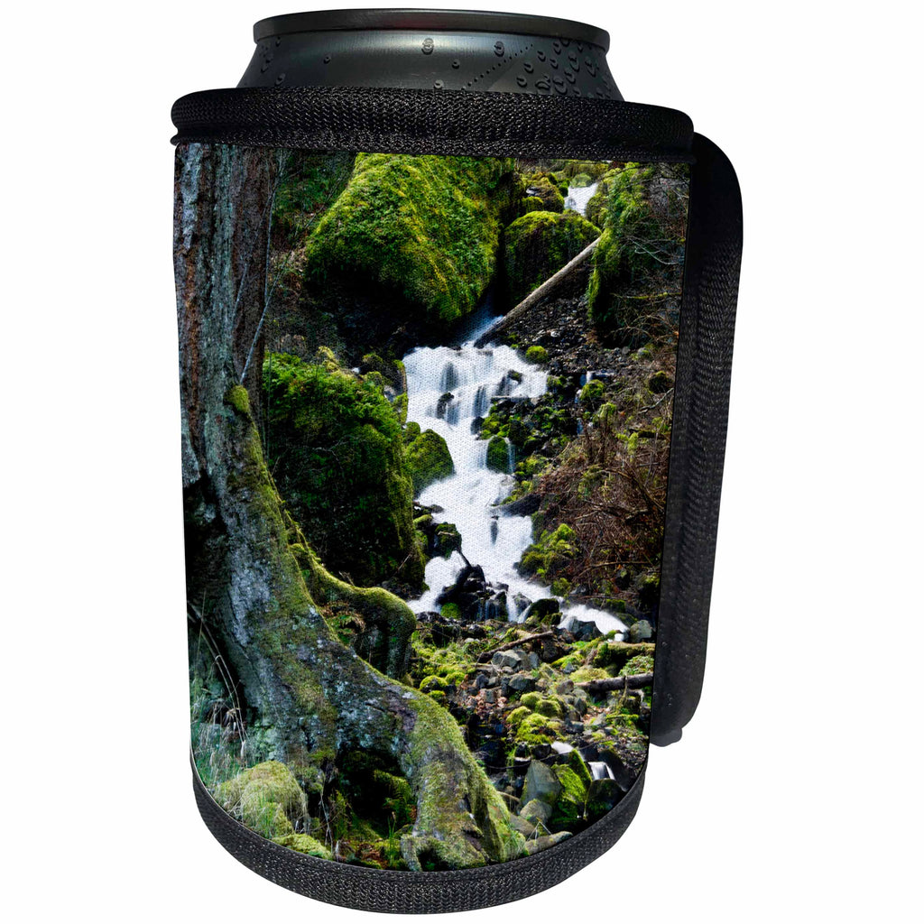 3dRose Danita Delimont - Waterfall - Wahkeena Falls and Creek, Columbia Gorge, Oregon, USA - Can Cooler Bottle Wrap (cc_231508)