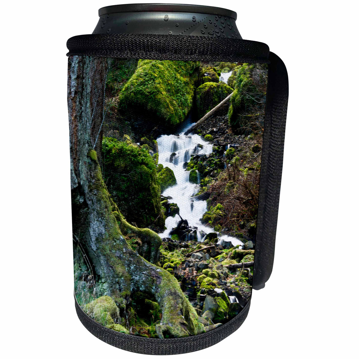 3dRose Danita Delimont - Waterfall - Wahkeena Falls and Creek, Columbia Gorge, Oregon, USA - Can Cooler Bottle Wrap (cc_231508)