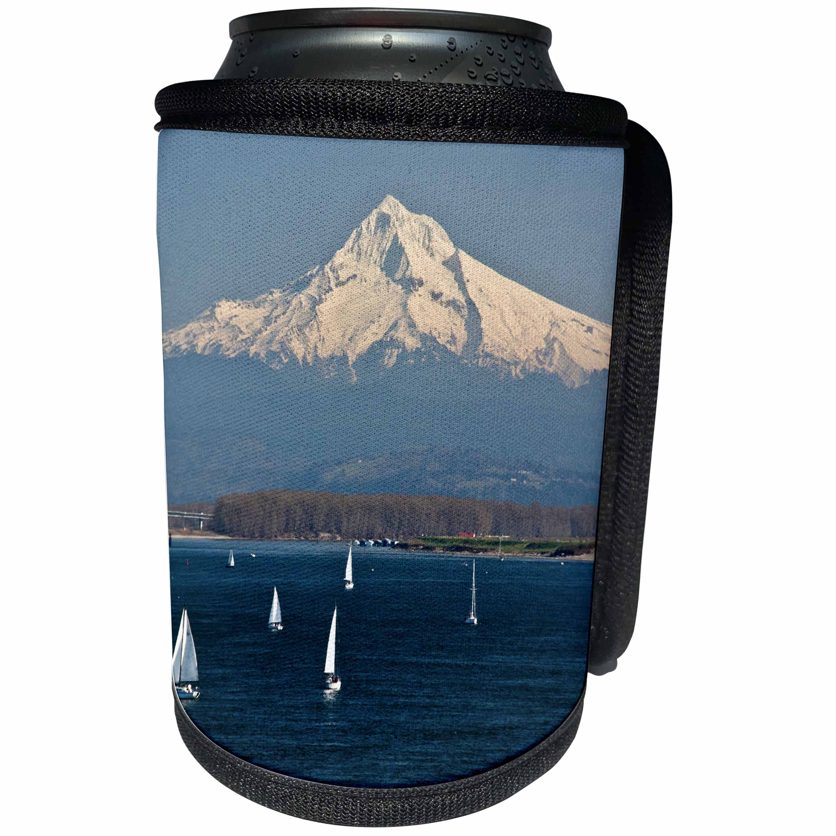 3dRose Danita Delimont - Mountains - Sailboats, Columbia River, Mount Hood, Portland, Oregon, USA - Can Cooler Bottle Wrap (cc_231509)