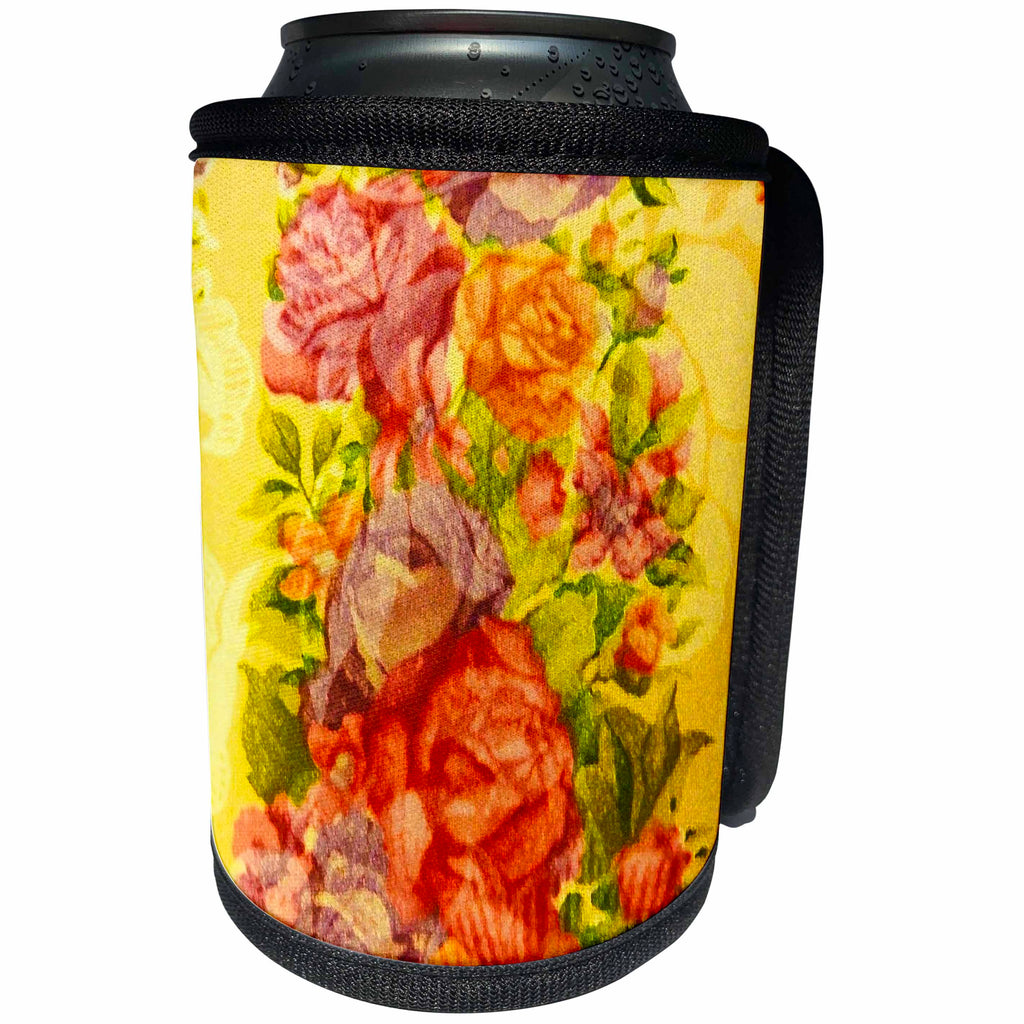 3dRose Florene Flowers - Traditional Floral - Can Cooler Bottle Wrap (cc_23151)