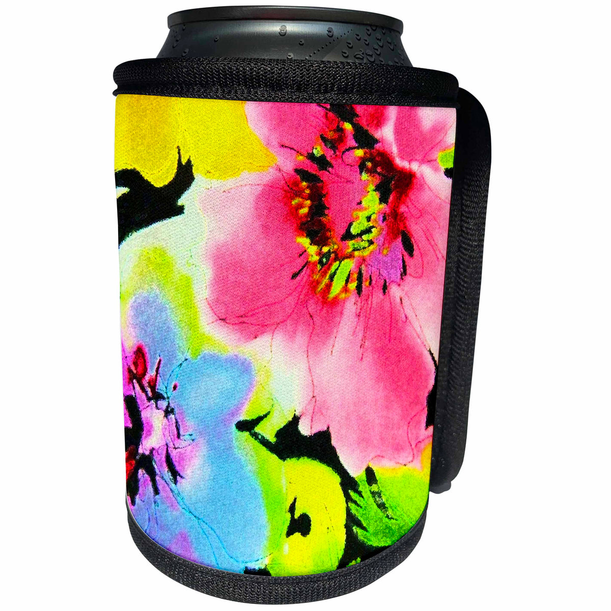 3dRose Florene Abstract Floral - Tropical Bold - Can Cooler Bottle Wrap (cc_23153)