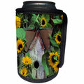 3dRose Danita Delimont - Flowers - USA, Pennsylvania. Birdhouse and garden sunflowers. - Can Cooler Bottle Wrap (cc_231544)