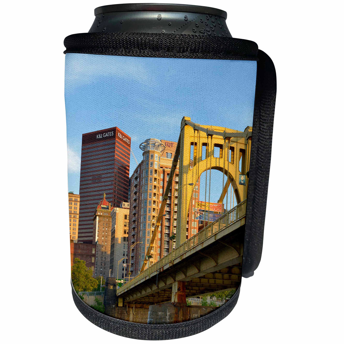 3dRose Danita Delimont - Architecture - USA, Pennsylvania, Pittsburgh. Andy Warhol Bridge - Can Cooler Bottle Wrap (cc_231569)