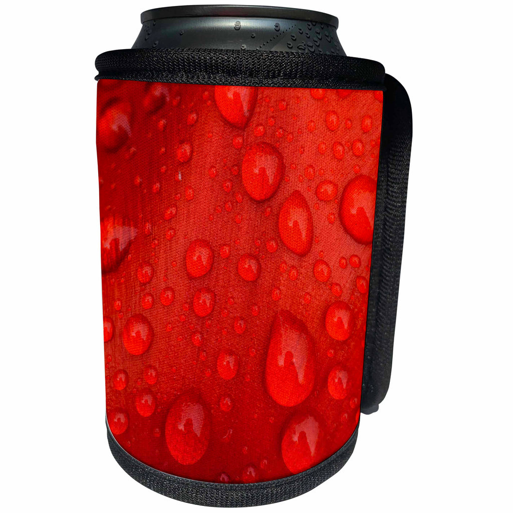 3dRose Danita Delimont - Flowers - Close-up of rain droplets on red tulip petal. - Can Cooler Bottle Wrap (cc_231766)