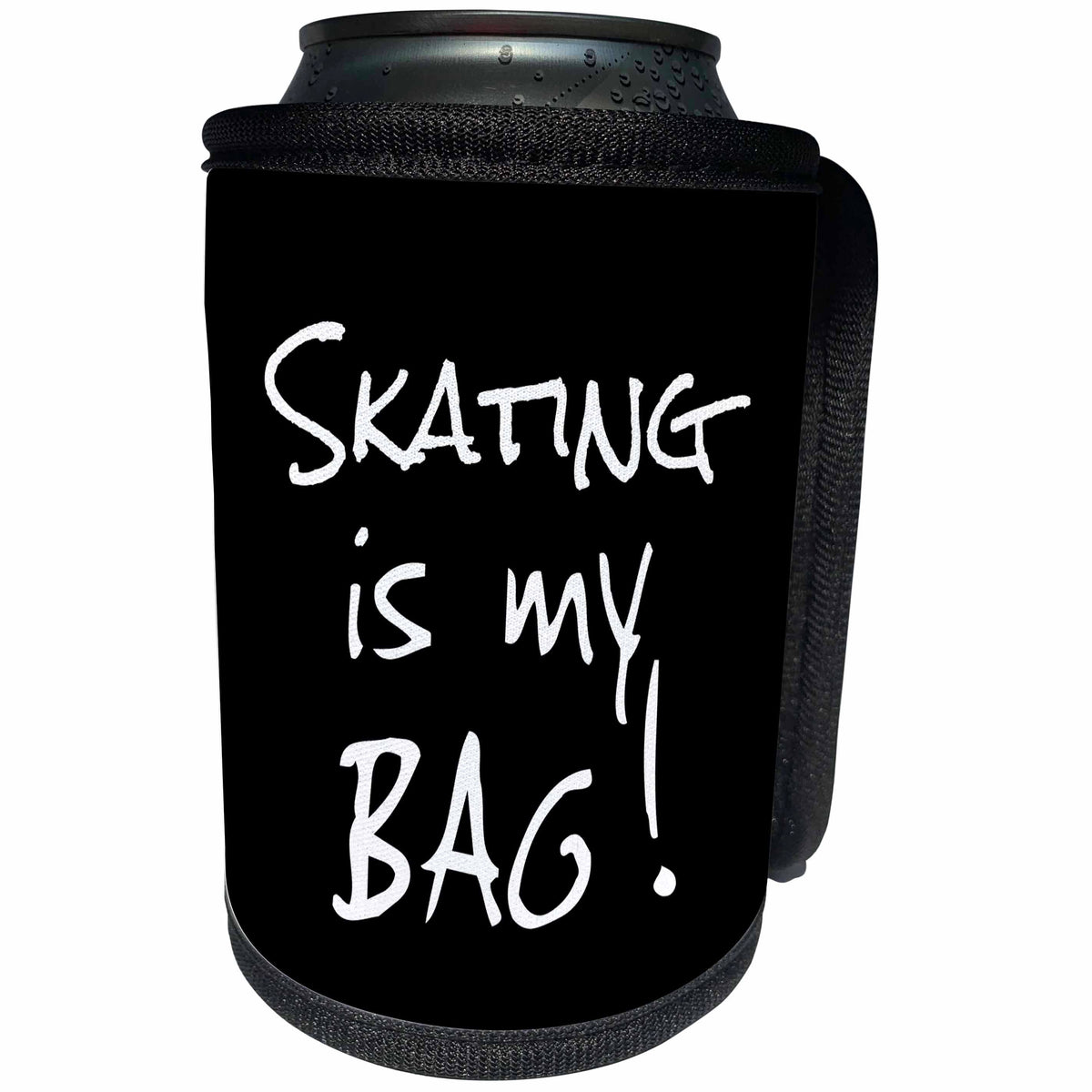 3dRose InspirationzStore Its My Bag - Skating is my Bag. Fun skater gift black and white text love to skate - Can Cooler Bottle Wrap (cc_232212)