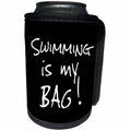 3dRose InspirationzStore Its My Bag - Swimming is my Bag. Fun swimmer gift black and white text love to swim - Can Cooler Bottle Wrap (cc_232218)