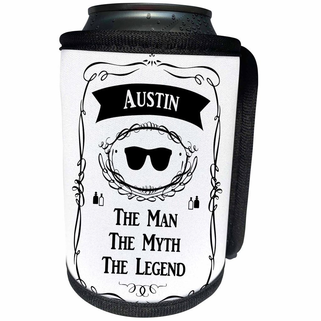 3dRose InspirationzStore The Man The Myth The Legend - Austin - The Man The Myth The Legend - personal name personalized gift - Can Cooler Bottle Wrap (cc_232235)