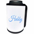 3dRose InspirationzStore Typography - Hubby cursive text in blue - half of mr and mrs set - husband part - Can Cooler Bottle Wrap (cc_232490)