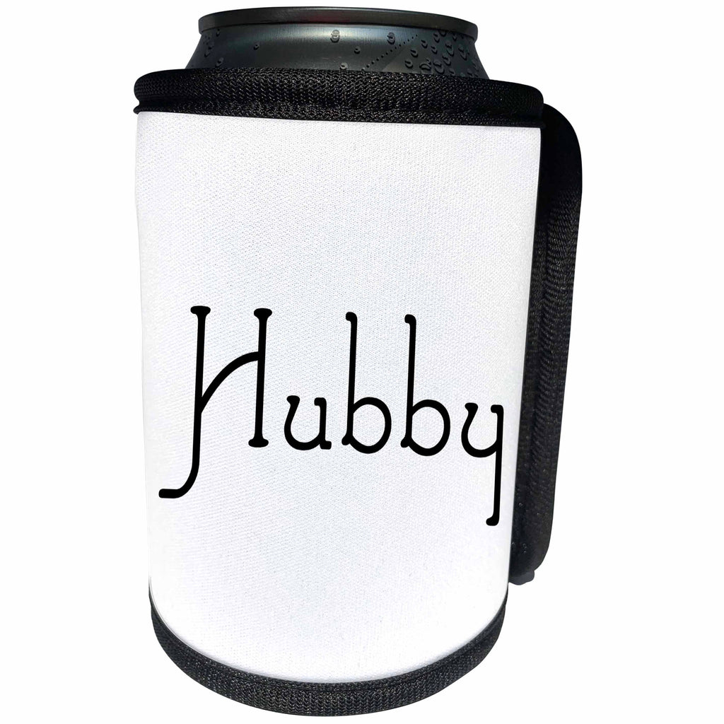 3dRose InspirationzStore Typography - Hubby text in black half of mr and mrs set - fun husband gift for him - Can Cooler Bottle Wrap (cc_232491)